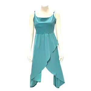 CCC Backless Teal Sea Foam High Low Flow Midi Quick Dry Casual Dress Size Small
